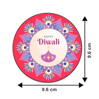 Happy Diwali Printed Wooden Coaster Set of 4 | Home & Office Desk Table Decor Coaste